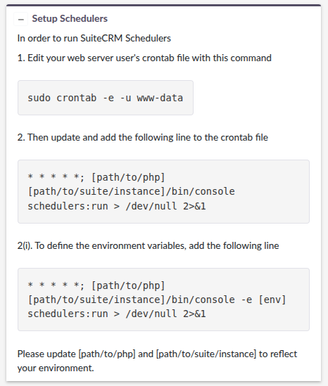 Scheduler Setup Widget